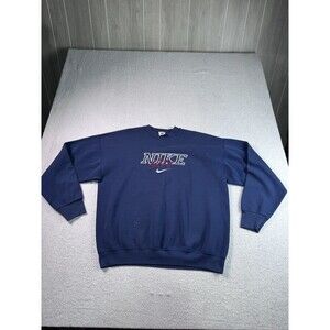 Vintage Nike Men's Navy Blue Embroidered Logo Crewneck Sweatshirt Size XL